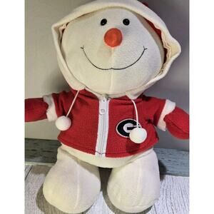 PLUSH SNOWMAN WITH UNIV OF GEORGIA BULLDOGS FOOTBALL HOODIE 15x12" NEW
